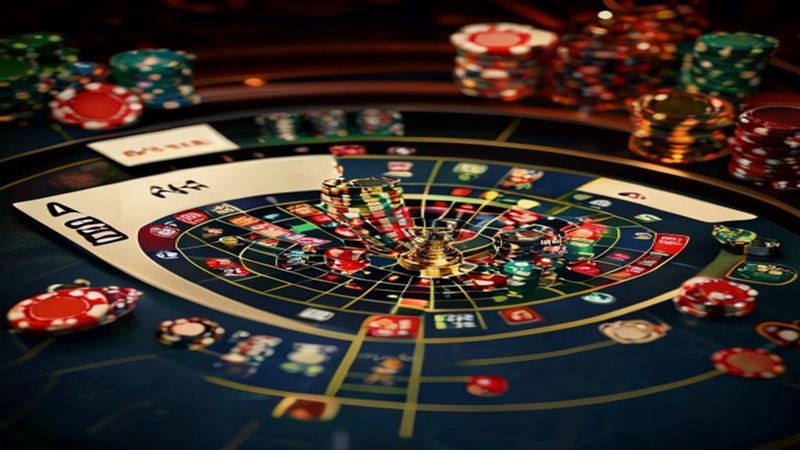 Minh họa bàn baccarat trực tiếp với hai cửa Con và Cái